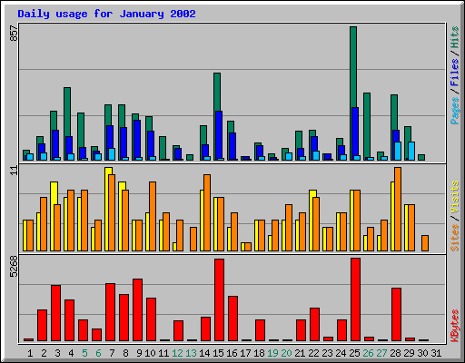 Daily usage for January 2002