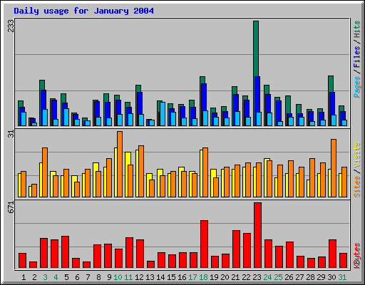 Daily usage for January 2004