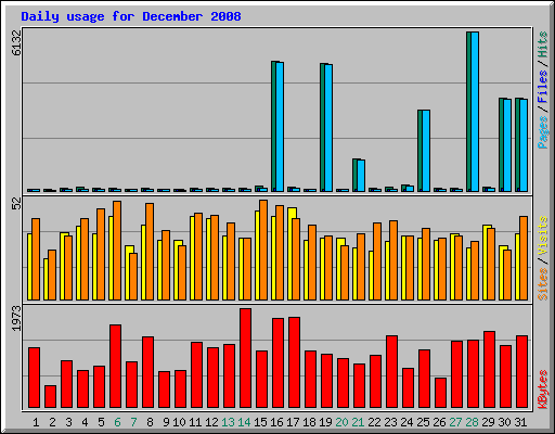 Daily usage for December 2008