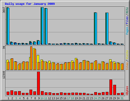 Daily usage for January 2009