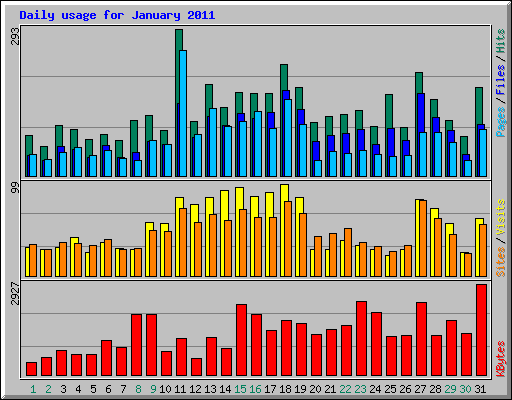 Daily usage for January 2011