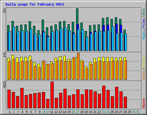 Daily usage for February 2013