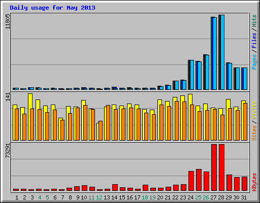 Daily usage for May 2013