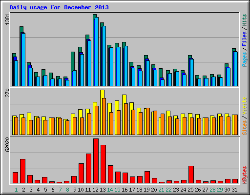 Daily usage for December 2013