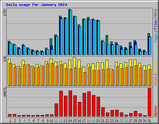 Daily usage for January 2014