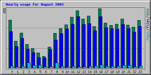 Hourly usage for August 2003