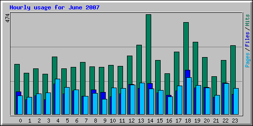 Hourly usage for June 2007