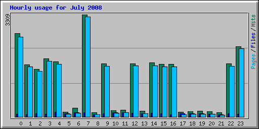 Hourly usage for July 2008