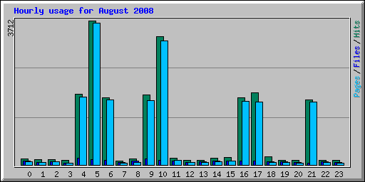Hourly usage for August 2008