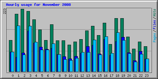 Hourly usage for November 2008