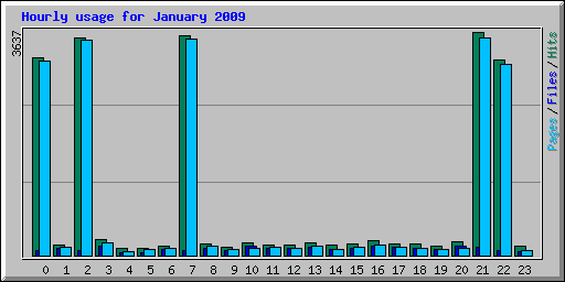 Hourly usage for January 2009