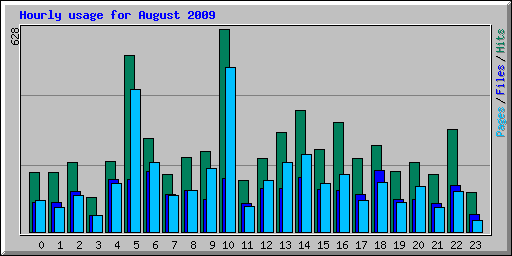Hourly usage for August 2009
