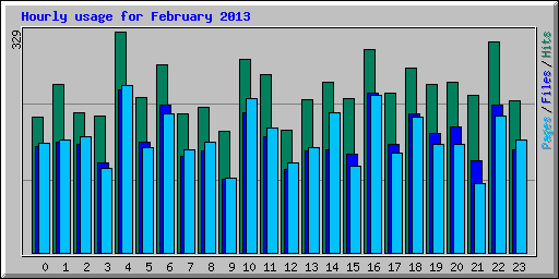Hourly usage for February 2013
